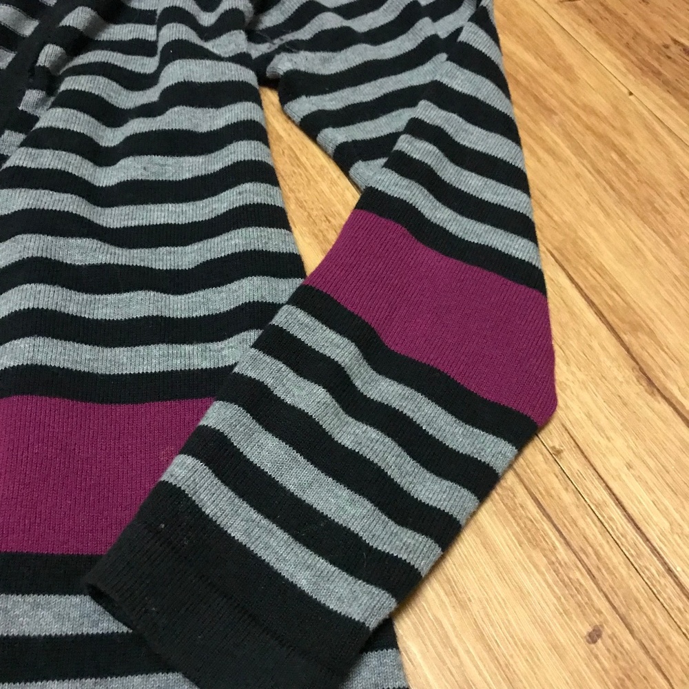 Gianni Bini Grey & Purple Striped Cardigan Sweater - Picture 4 of 8